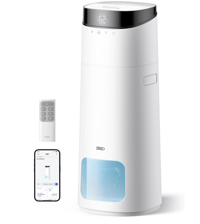 Dreo 16L Smart Humidifier Large Room 1000 ft², 130H Cool Mist Air Humidifiers for Bedroom Plants Baby, Top Fill, Remote/Touch/Voice & APP Control, Self-Cleaning Tank, 30dB, RGB Light, HM755S White