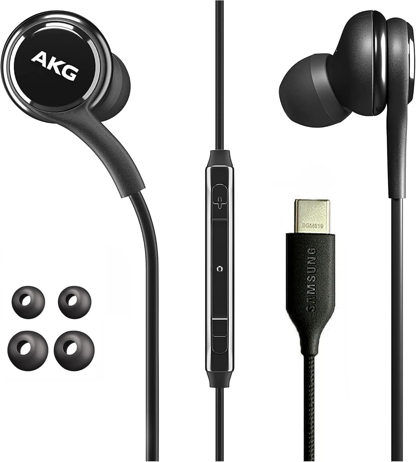 Samung AKG Earbuds for Samsung Galaxy S24 Ultra, S23, S22, S21, Note 10, iPhone 15 Pro Max - Original USB Type C In-Ear Earbuds with Remote & Mic - Black