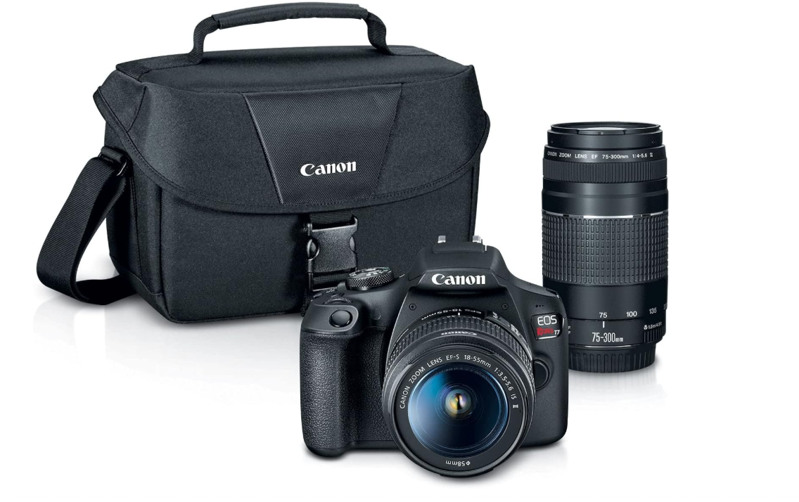 Canon EOS Rebel T7 DSLR Camera|2 Lens Kit with EF18-55mm + EF 75-300mm Lens, Black