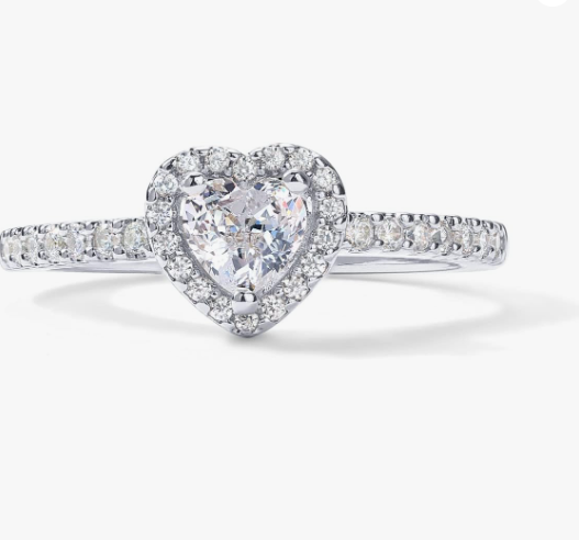 PAVOI 14K Gold Plated Halo Ring | Heart Ring for Women | Square Round Promise Rings for Her