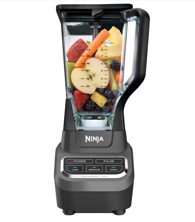 Ninja Professional Blender 1000W, Total Crushing Technology- Smoothies, Ice Crushing & Frozen Fruit, Full-Size Countertop Blender, 72-oz. Pitcher, Black & Grey, BL610