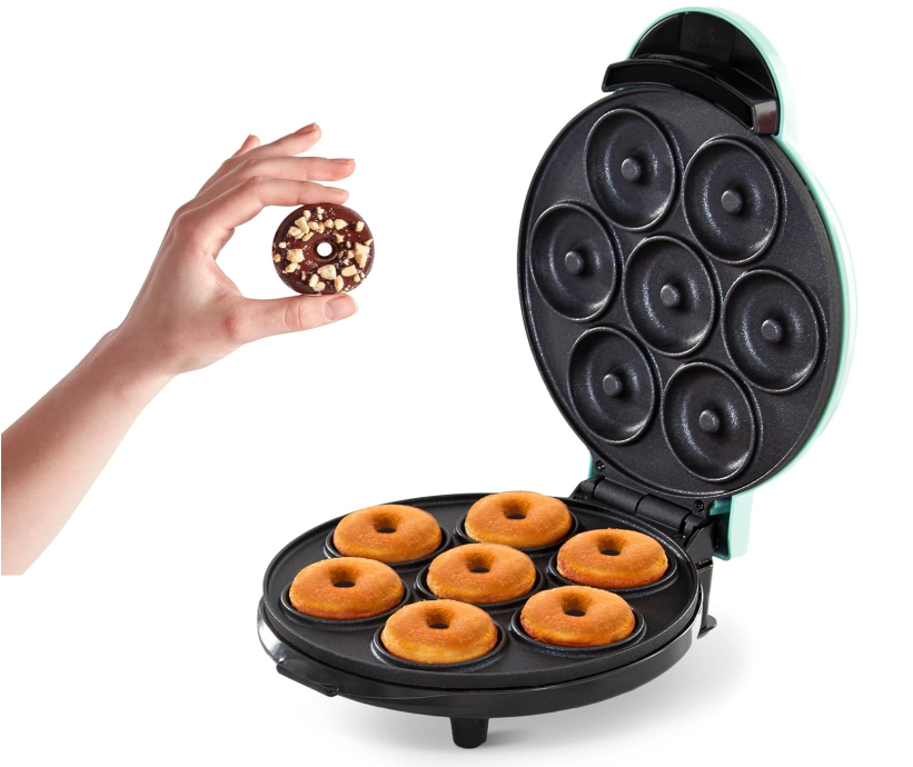 DASH Mini Donut Maker Machine for Kid-Friendly Breakfast, Snacks, Desserts & More with Non-stick Surface, Makes 7 Doughnuts - Aqua