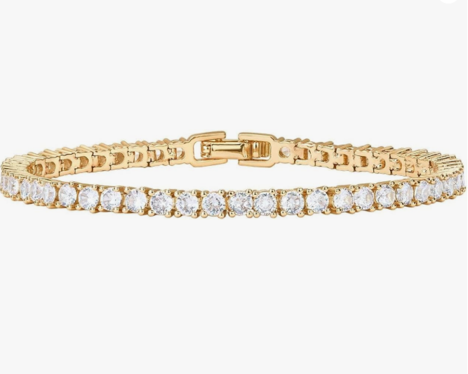PAVOI 14K Gold Plated 3mm Cubic Zirconia Classic Tennis Bracelet | Gold Bracelets for Women | Size 6.5-7.5 Inch