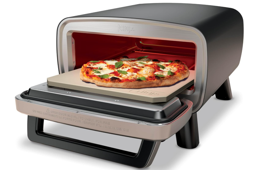 Ninja Artisan Outdoor Pizza Oven, 12-inch, 3-minute Pizza, Neapolitan, Thin Crust, New York Chicago, Custom, 700F Max Temperature, Electric Heat, Bake, Broil, Proof, Warm, MO201
