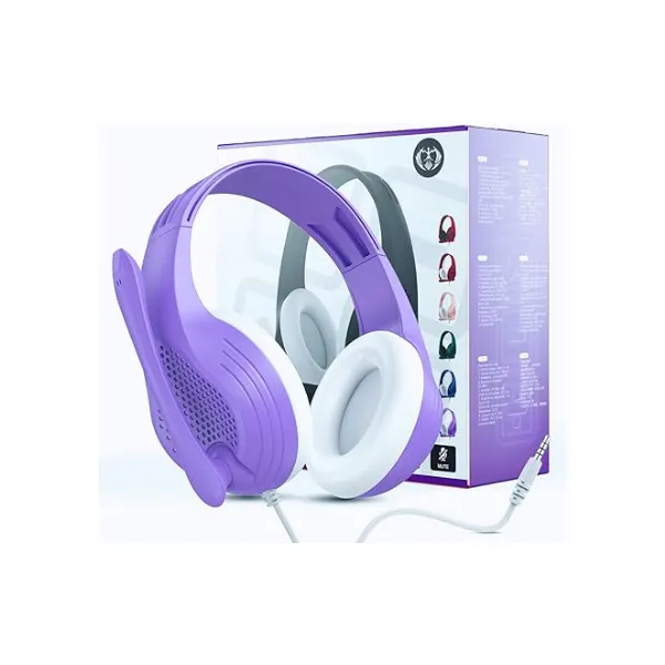 Anivia Computer Headsets Over Ear Headphones Wired Gaming Headset with Mic for PC Mac PS4 PS5 Xbox One, Stereo Surround Sound, Purple