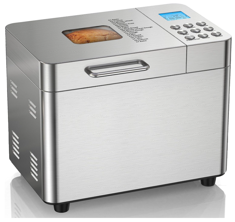 2LB Bread Maker Machine, OSIPOTO 17 in 1 Automatic Stainless Steel Bread Machine, Non-stick, Beginner-Friendly Controls, 15 Hour Timer, Easy to Clean Low Noise, High Success Rate for Homemade Bread