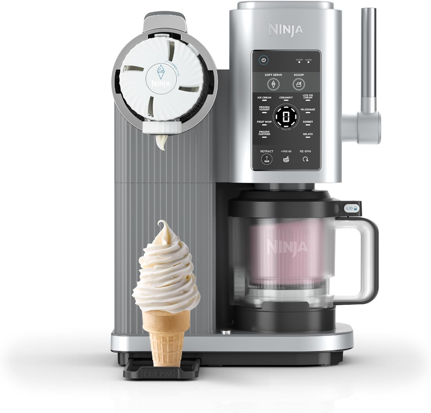 Ninja Swirl by CREAMi Ice Cream and Soft Serve Maker, Sorbet, Milkshake, Frozen Yogurt, Low Calories Program & More, 13-in-1, Soft Serve Handle, (2) CREAMi Swirl 16oz Pints, For Kids & ALL ages, NC701