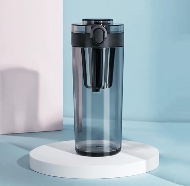 Xiaomi Tritan Water Bottle 600ml, BPA-Free Portable Cup with Tea Strainer & Leak-Proof Lock, One-Hand Operation, for Travel/Sports (Dark Grey)