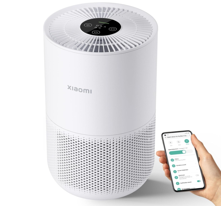 Xiaomi Mi Air Purifier 4 Compact, True HEPA H13 3-Stage Filter System Removes 99.97% of Pollutants as small as 0.3 microns, Smart Home Integration, Whisper Quiet, Just 0.9KW/day, OLED Touch Display